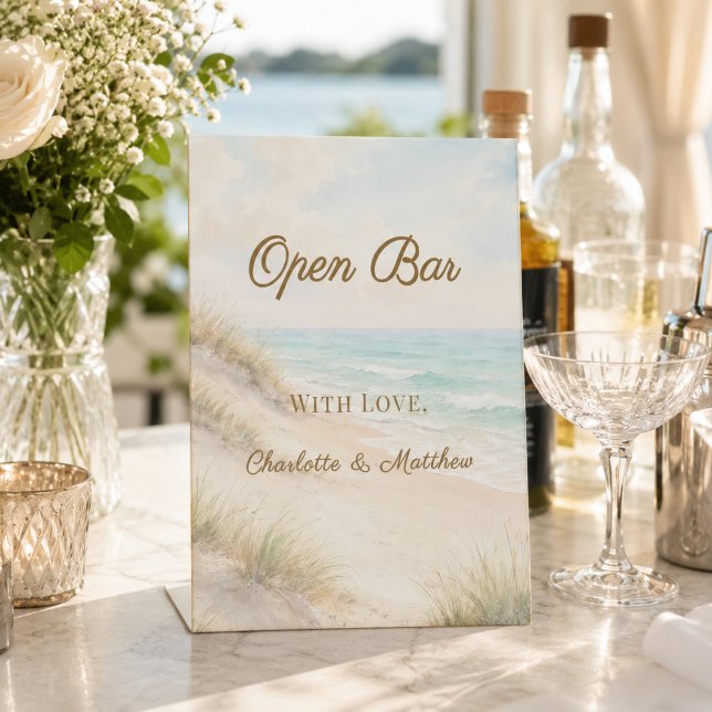 Signe De Table Mariage de plage côtière Bar ouvert (Créateur téléchargé)
