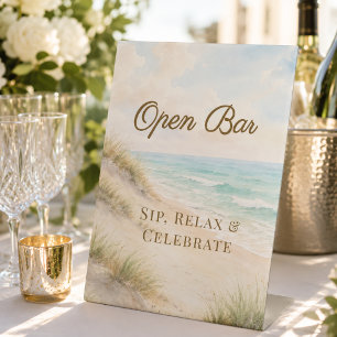 Signe De Table Mariage de plage côtière Bar ouvert