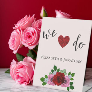 Signe De Table Mariage de roses rouges et roses