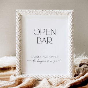 Signe De Table Mariage de script noir et blanc minimaliste Open B