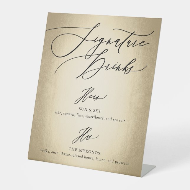 Signe De Table Mariage de signature de script de calligraphie (Recto)