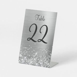 Signe De Table Mariage de table Glittery Silver Numéro de tableau
