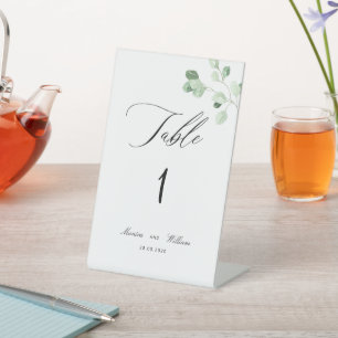 Signe De Table Mariage de verdure minimaliste Numéro de table
