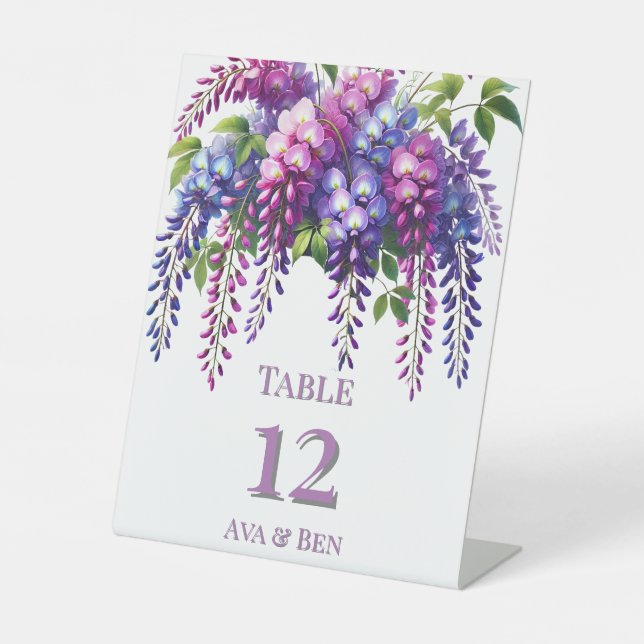 Signe De Table Mariage de Wisteria violet et rose (Recto)
