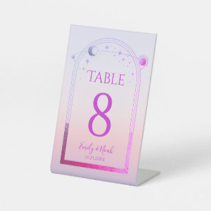 Signe De Table Mariage des étoiles de soleil rose de coucher de s