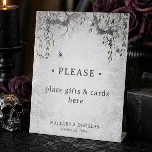 Signe De Table Mariage d'Halloween Gothique Rustique Bourgogne No
