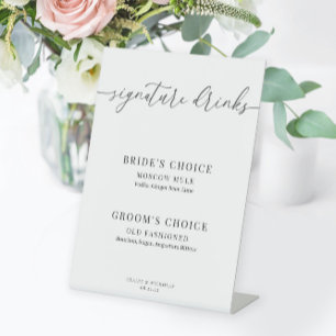 Signe De Table Mariage élégant moderne Signature Boissons Pedesta
