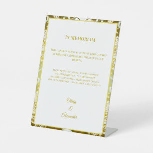 Signe De Table Mariage en mémoire damassé vert or