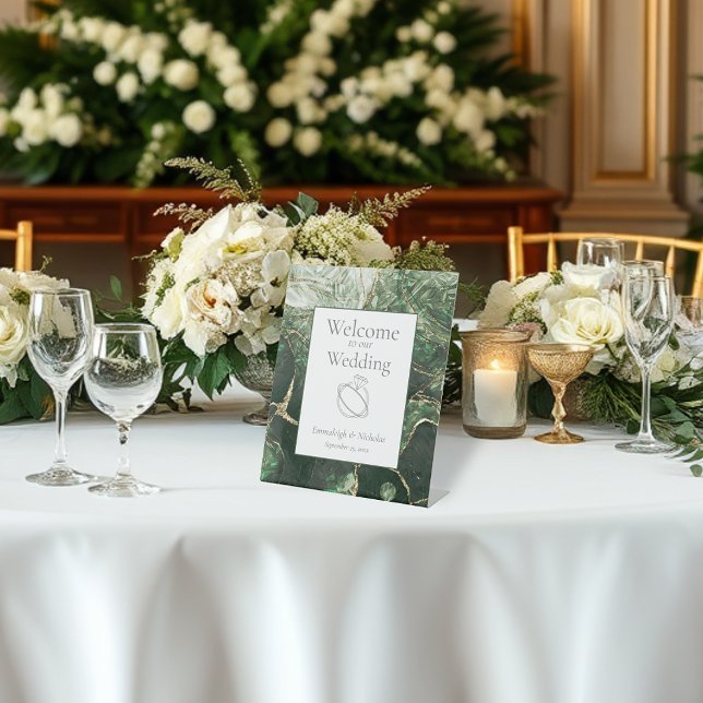 Signe De Table Mariage en pierre émeraude vert foncé (Créateur téléchargé)
