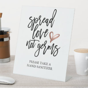 Signe De Table Mariage Étaler l'amour pas les germes Sanitizer