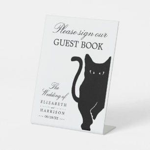 Signe De Table Mariage Fantaisiste Moderne Chat Noir