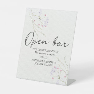 Signe De Table Mariage fleurs aquarelle minimaliste blanc