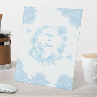 Signe De Table Mariage Floral Bleu Romantique