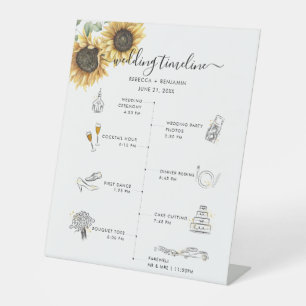 Signe De Table Mariage floral de tournesol Itinéraire et programm