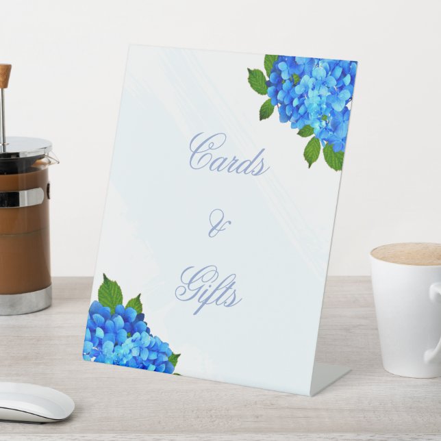 Signe De Table Mariage Floral d'Hydrangea Bleu (In SItu)