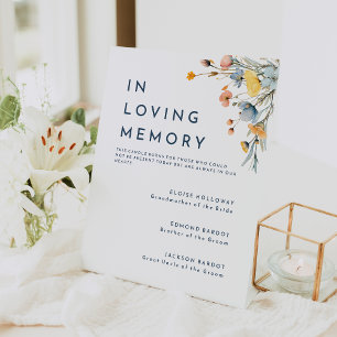 Signe De Table Mariage floral élégant en gras