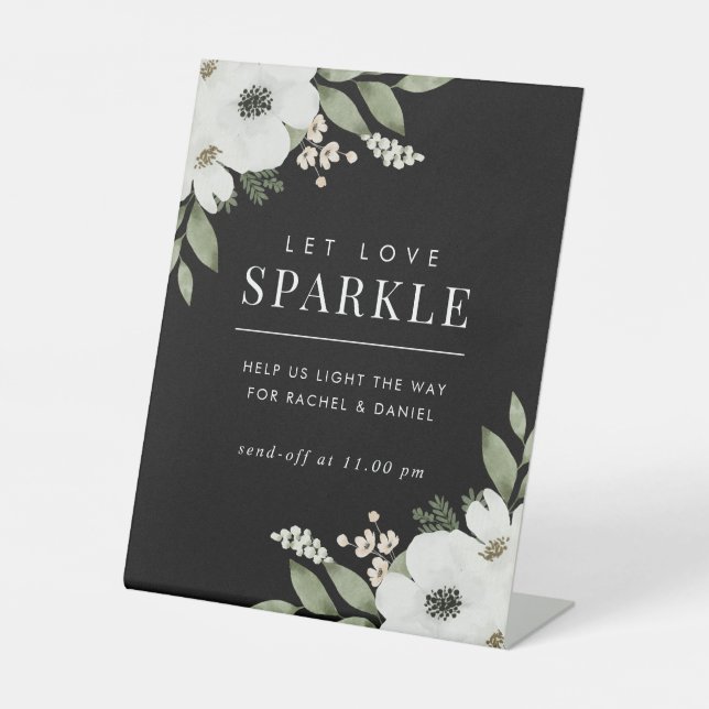 Signe De Table Mariage floral moderne Sparkler Envoyer (Recto)