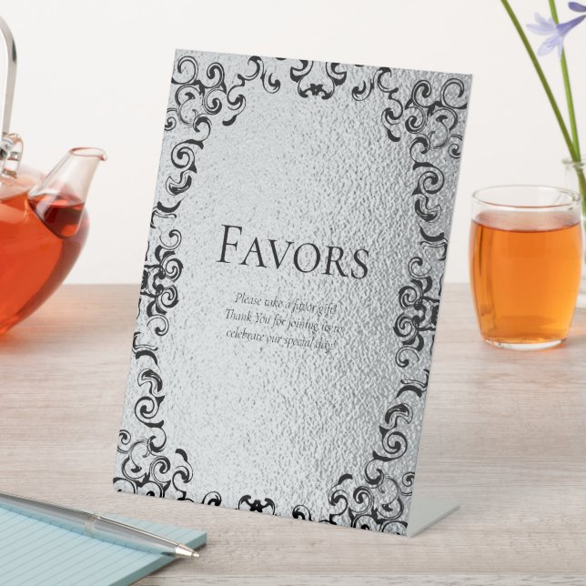 Signe De Table Mariage gothique argenté et noir (In SItu)