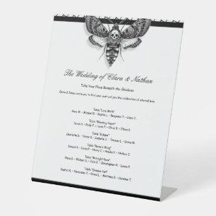 Signe De Table Mariage gothique Cartes de siège élégant noir blan