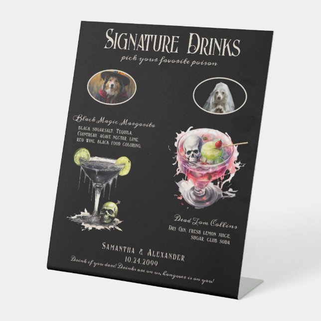 Signe De Table Mariage gothique Whimsigoth Signature chien Signet (Recto)