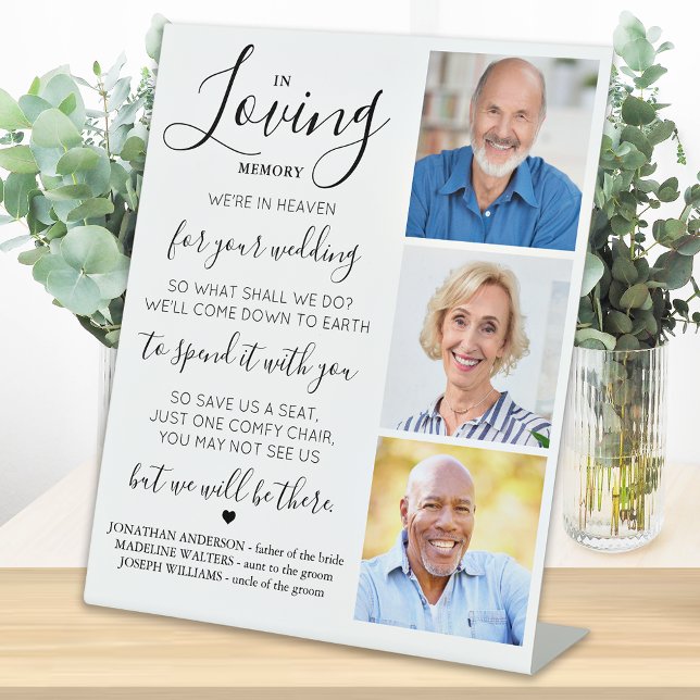 Signe De Table Mariage Memorial Custom 3 Photo En Mémoire D'Amour (Créateur téléchargé)