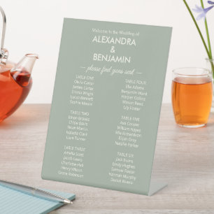 Signe De Table Mariage minimaliste moderne Sièges Vert Sauge