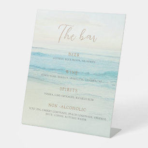 Signe De Table Mariage minimaliste sur la plage au coucher du sol