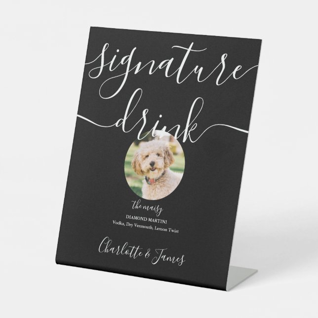 Signe De Table Mariage noir et blanc Signature pour animaux de co (Recto)