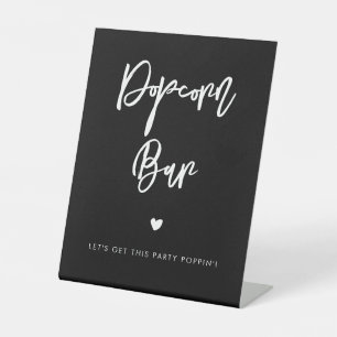Signe De Table Mariage noir moderne contemporain Popcorn bar