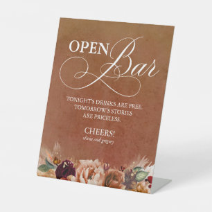 Signe De Table Mariage Open Bar en terre cuite moderne