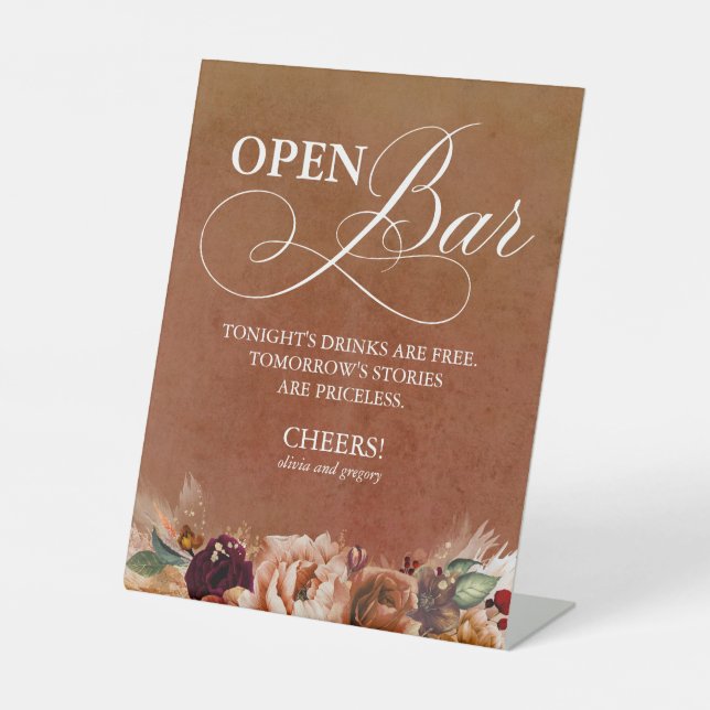 Signe De Table Mariage Open Bar en terre cuite moderne (Recto)
