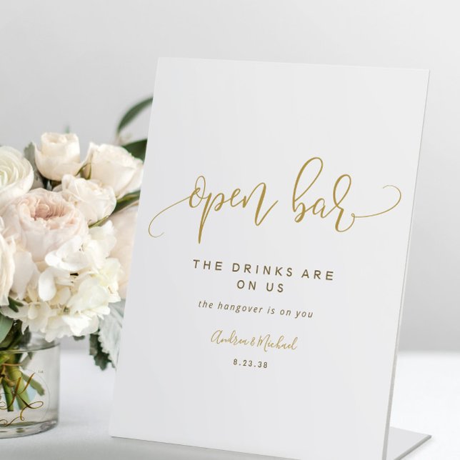 Signe De Table Mariage Open Bar Signal Tourbillonnant Calligraphi (Créateur téléchargé)