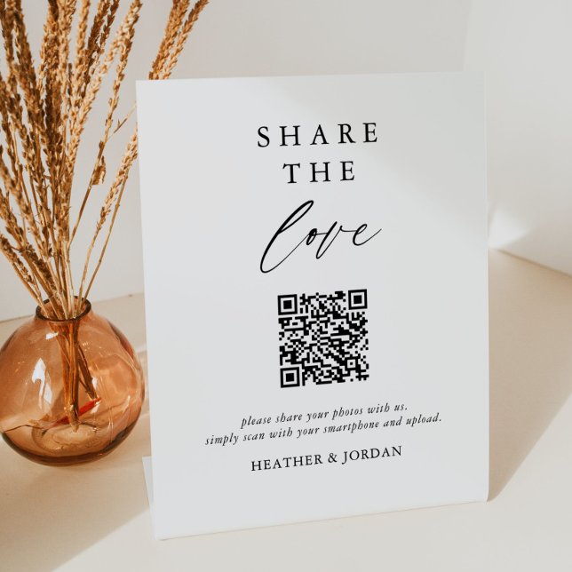 Signe De Table Mariage Partager L'Amour Photo Partager Code QR Si (Créateur téléchargé)