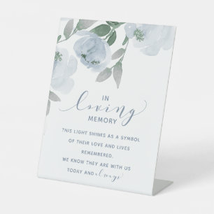 Signe De Table Mariage Poussiéreux Bleu & Gris Aquarelle En Mémoi