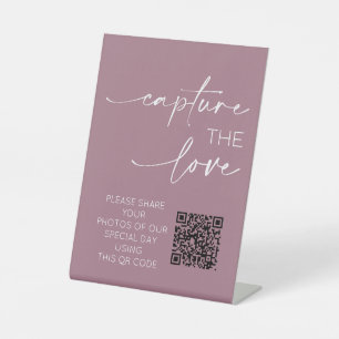 Signe De Table Mariage QR Code Photo App Télécharger Dusty Pink