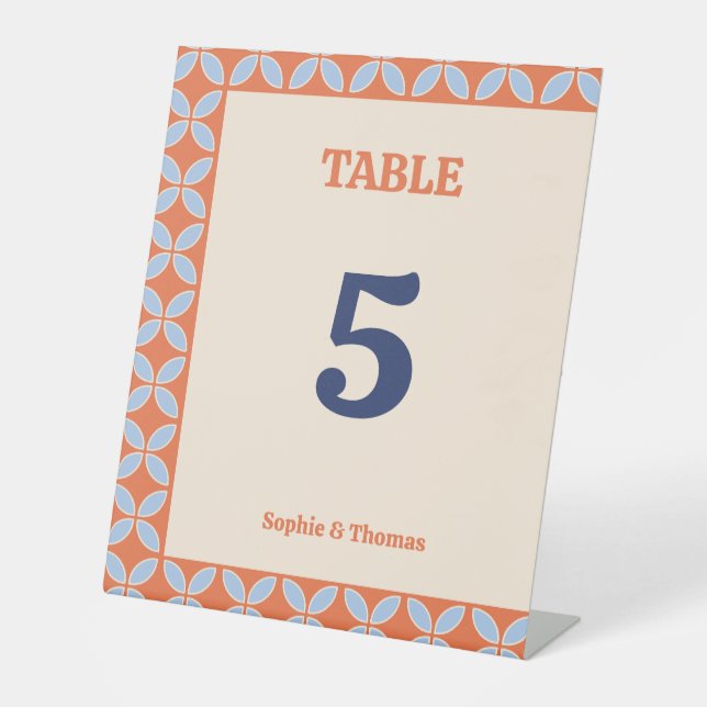 Signe De Table Mariage rétro du milieu du siècle (Recto)