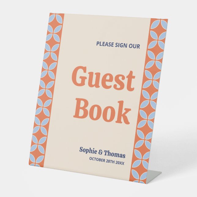 Signe De Table Mariage rétro du milieu du siècle (Recto)