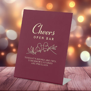 Signe De Table Mariage romantique Open Bar