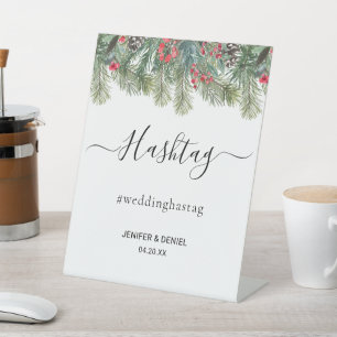 Signe De Table Mariage Rustique Hiver Baies Pins Verdure