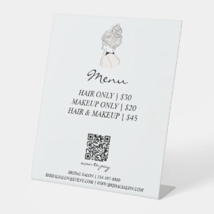 Signe De Table Mariage Salon de cheveux Menu QR Code paiement