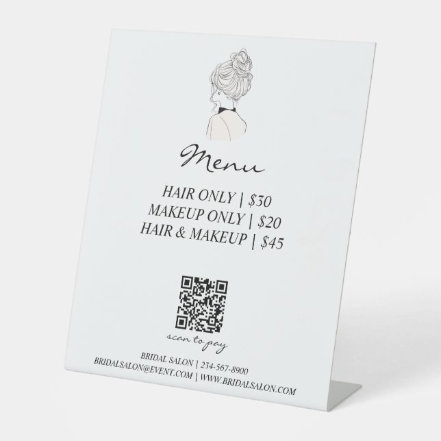 Signe De Table Mariage Salon de cheveux Menu QR Code paiement (Recto)
