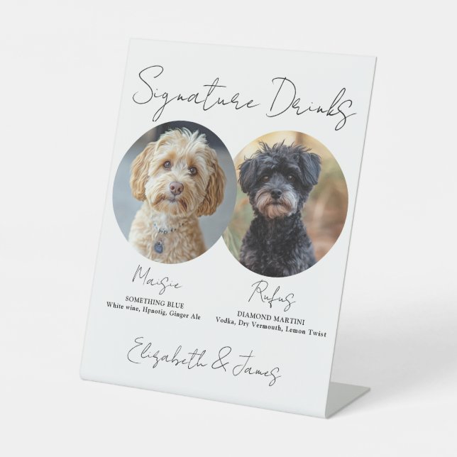Signe De Table Mariage Signature Boissons Animaux Chiens 2 Photos (Recto)