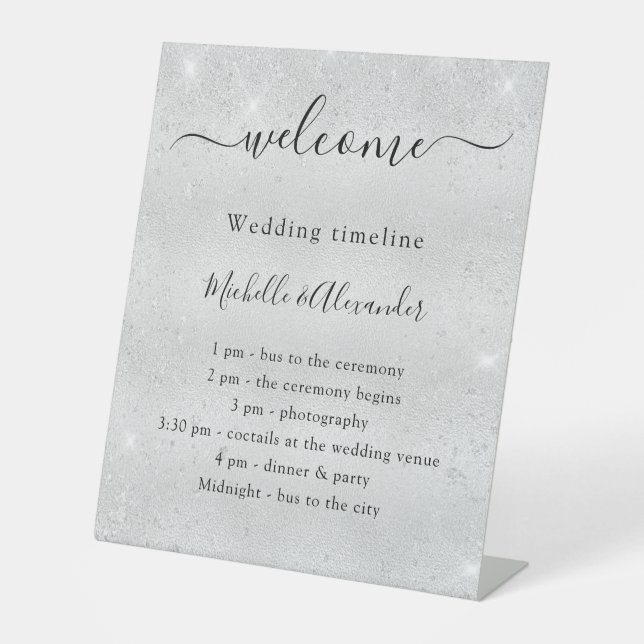 Signe De Table Mariage timeline promgram argent parties scintilla (Recto)