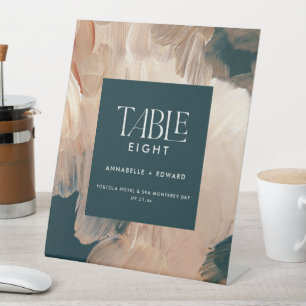 Signe De Table Mariage turquoise bohème moderne peint en terre cu