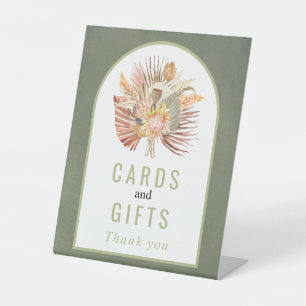 Signe De Table Mariage vert sauge à palme séchée et herbe de pamp