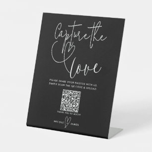 Signe De Table Mariages Coeurs Modernes Noir Blanc Capturer l'Amo