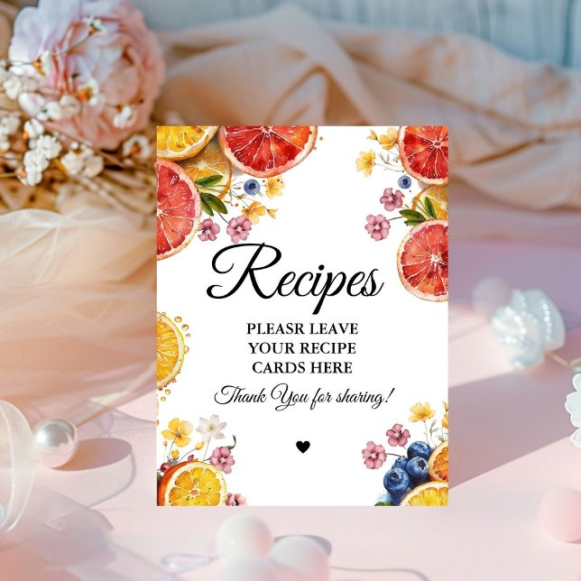 Signe De Table Mariée Citrus Laisser vos recettes Douche nuptiale (Créateur téléchargé)