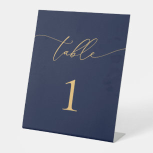 Signe De Table Marine Blue & Sunflower Gold Mariage Numéro de tab