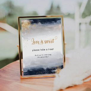 Signe De Table Marine et Gold Love is Sweet Sign