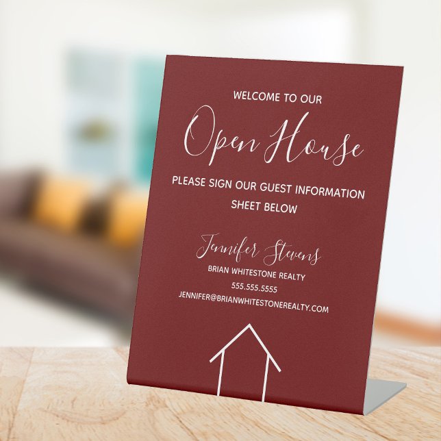 Signe De Table Maroon Open House Custom Real Estate Company (Créateur téléchargé)